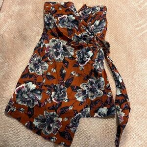 Free People Asymmetrical Wrap dress Orange and Black